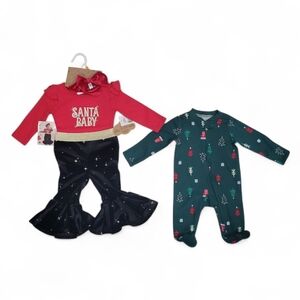 Brand NEW! Santa Baby Outfit and Christmas Onesie Set